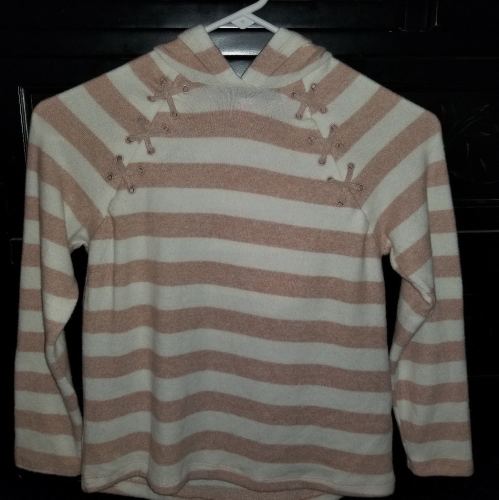 Striped Hooded Long Sleeve Shirt